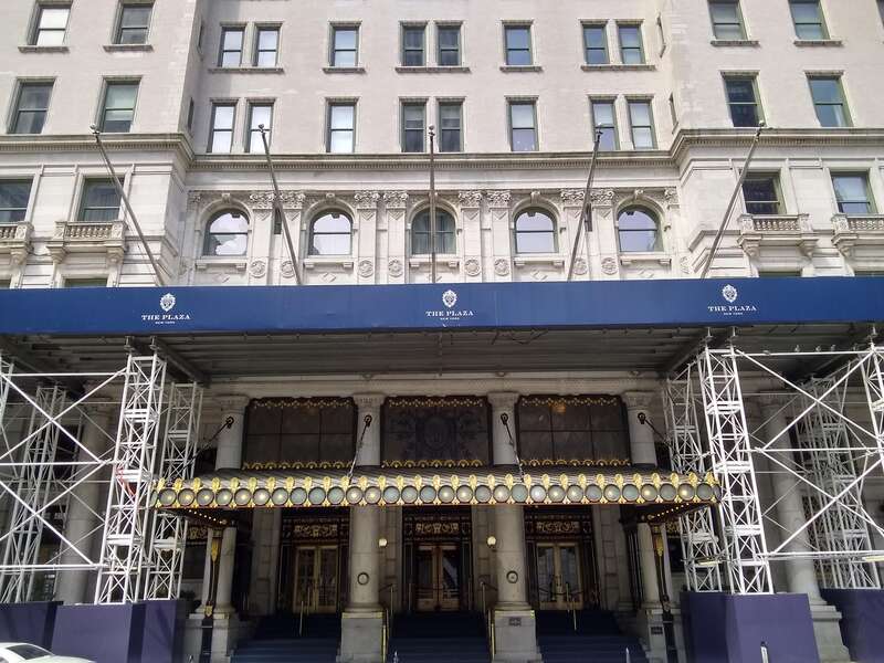 The Plaza Hotel at Grand Army Plaza in Manhattan, New York, seen in April 2021