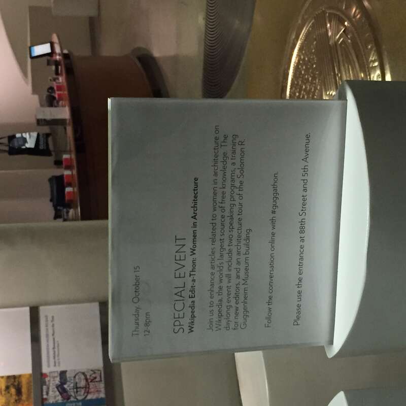 Wikipedia Edit-a-thon: Women in Architecture #guggathon @ Guggenheim