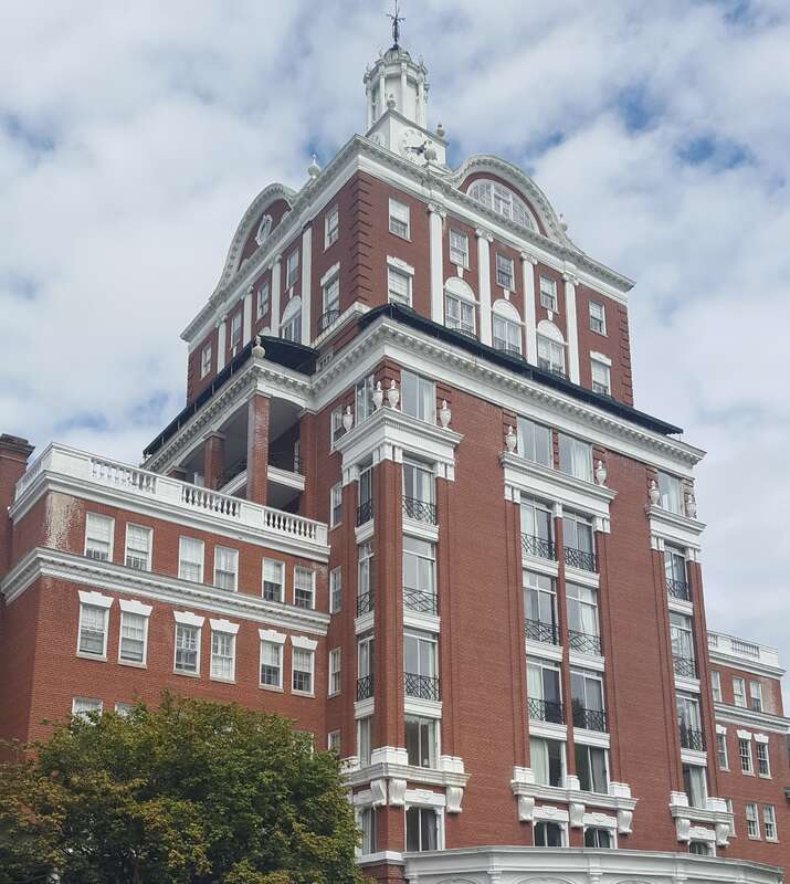 This is the front of the tower for the Omni Homestead Resort.