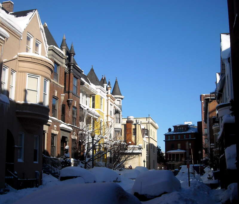 Facing north on Hopkins Street, N.W., (between 20th, 21st, O and P Streets, N.W.) in the Dupont Circle neighborhood of Washington, D.C., following the Second North American blizzard of 2010.