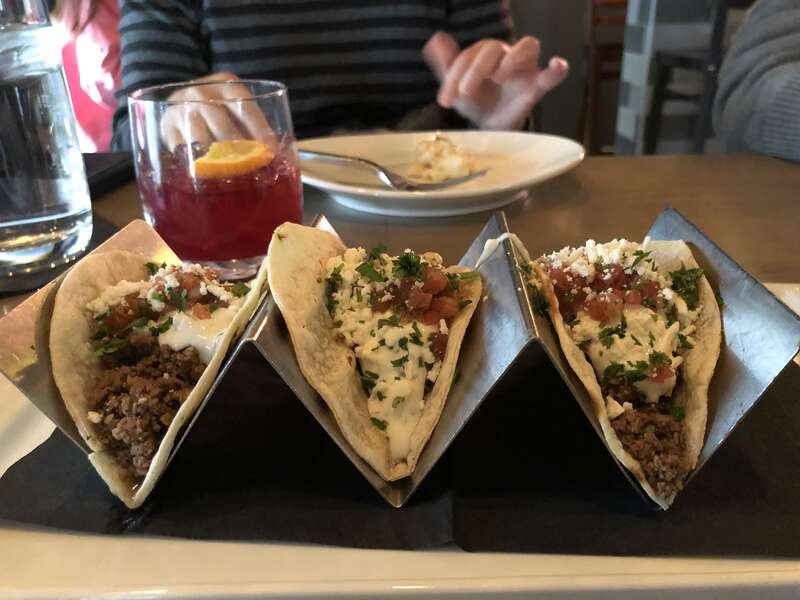Gyro tacos (lamb, tzatziki, feta, tomato) at Carson Kitchen in Las Vegas