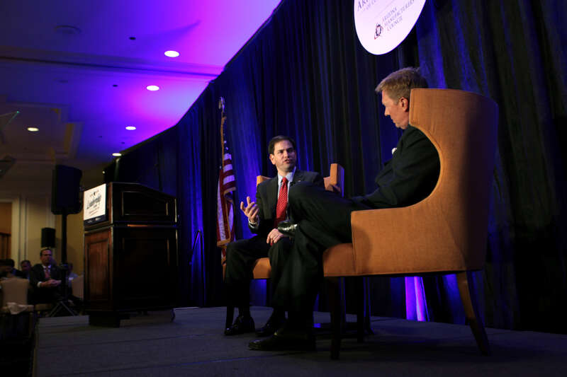 U.S. Senator Marco Rubio of Florida and John Hook speaking at the Arizona Chamber of Commerce &amp;amp; Industry's Leadership Series luncheon in Phoenix, Arizona.

Please attribute to Gage Skidmore if used elsewhere.