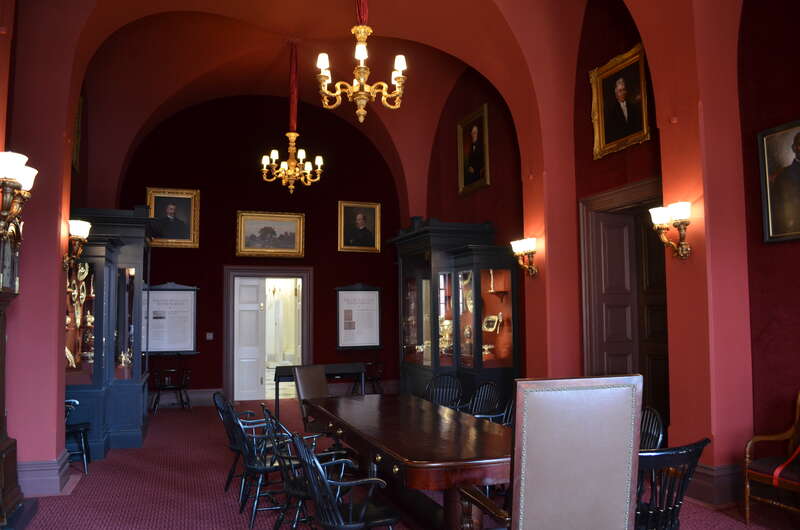 The Maryland Silver Room of the Maryland State House in Annapolis, Maryland. The room contains the 48-piece silver service from the USS Maryland.