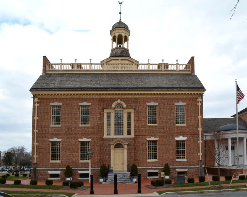 The Old State House in Dover, Delaware. It is a contributing property to the Dover Green Historic District.