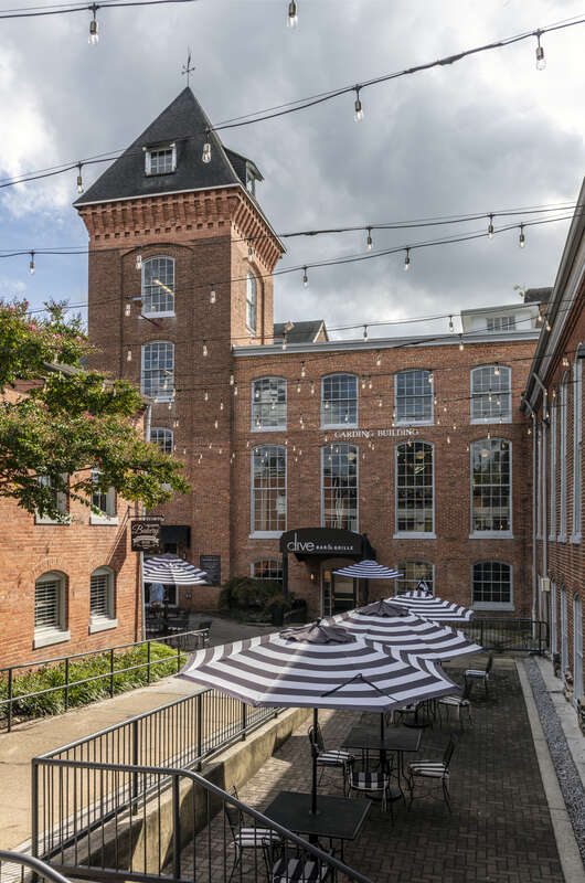 A courtyard at Savage Mill, Savage, Maryland, USA
