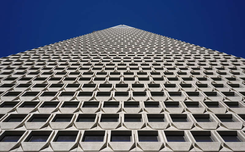 The south face of the Transamerica Pyramid as seen in 2017.