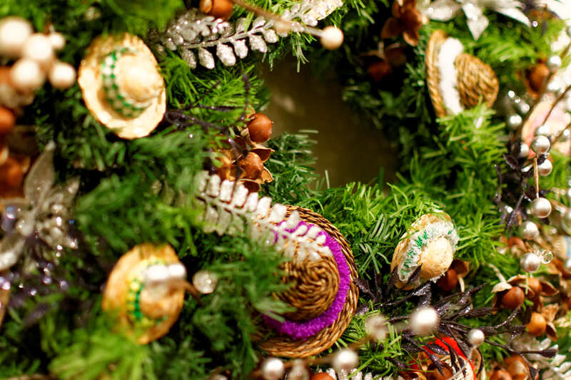 At the wreath exhibit at Honolulu Hale.