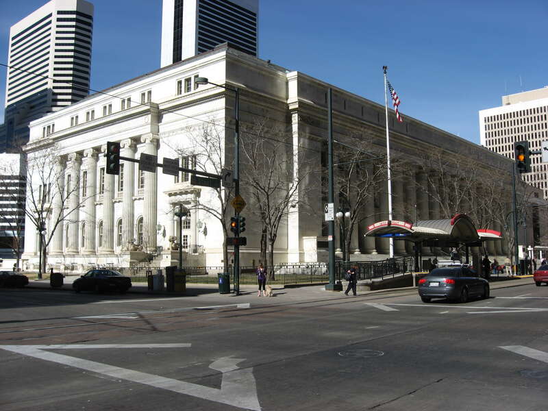 The U.S. Post Office and Federal Building in Denver, Colorado, United States, which occupies the block surrounded by Stout, Champa, Eighteenth, and Nineteenth Streets.  Built in 1916, it is listed on the National Register of Historic Places.