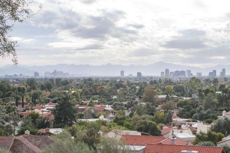 A view of downtown Phoenix seen from Wrigley Mansion