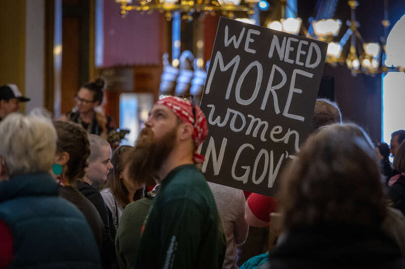 Photos from the third annual Women's March Iowa. Move inside the rotunda of the Iowa State Capitol due to snow and cold, the event included remarks by U.S. Senator and Presidential candidate Kirsten Gilligrand (D-NY) and newly-elected member of