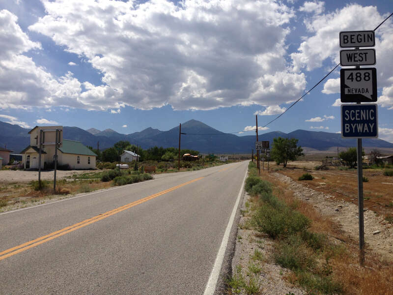 First reassurance sign along westbound Nevada State Route 488 (Lehman Caves Road) in Baker, Nevada