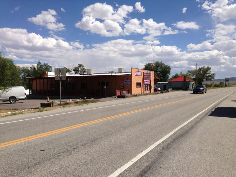 Businesses along Nevada State Route 487 (Baker Road) in central Baker, Nevada