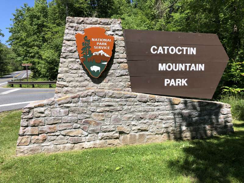 Sign for Catoctin Mountain Park along Maryland State Route 77 (Foxville Road) in Foxville, Frederick County, Maryland