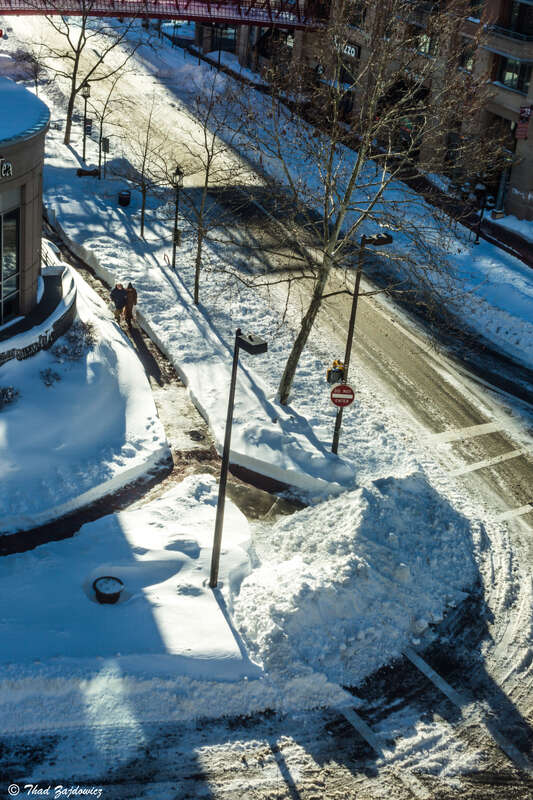 Post Snowzilla in downtown Bethesda -- sunny, still cold, but the plows and sidewalk clearers have been out. We plan to take a short walk in a bit to rid of us cabin fever. One hopes the large snow mound at the crosswalk is removed before tomorrow's