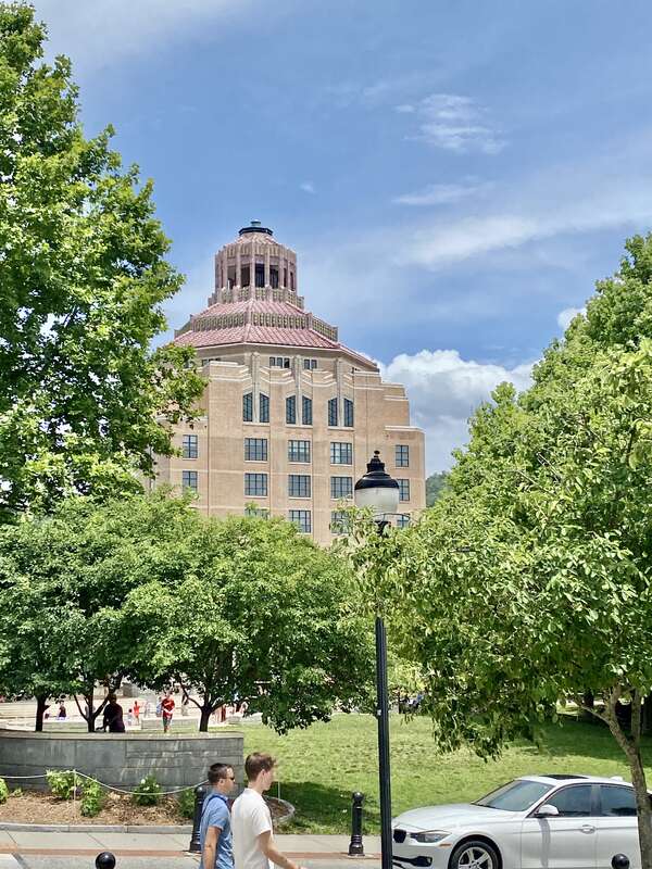 Built in 1926-1928, this Art Deco-style building was designed by Douglas Ellington to serve as the City Hall for Asheville, North Carolina, replacing a previous city hall, which stood from 1892 until 1928 where Reuter Terrace of Pack Square Park is