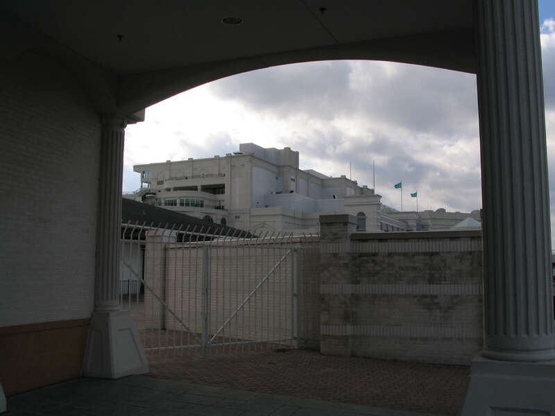 Churchill Downs, located on Central Avenue in south Louisville, Kentucky, United States, is a Thoroughbred racetrack most famous for hosting the Kentucky Derby annually. It officially opened in 1875, and held the first Kentucky Derby and the first