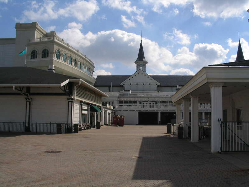 Churchill Downs, located on Central Avenue in south Louisville, Kentucky, United States, is a Thoroughbred racetrack most famous for hosting the Kentucky Derby annually. It officially opened in 1875, and held the first Kentucky Derby and the first