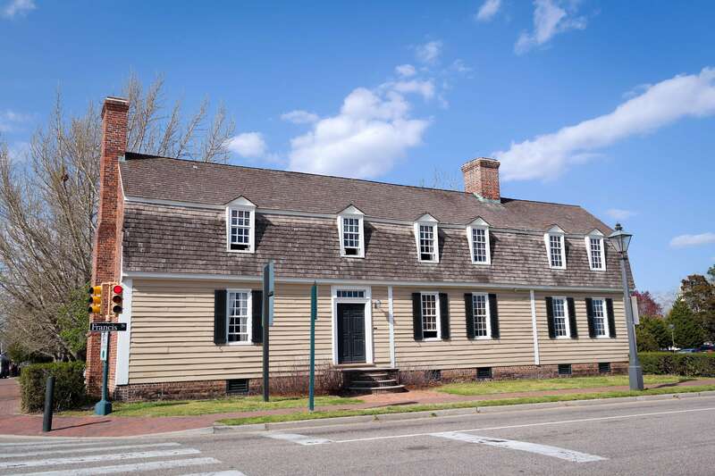 The Edward Champion Travis House was originally part of Colonial Williamsburg but was moved to this location sometime after the Rockefeller restoration.