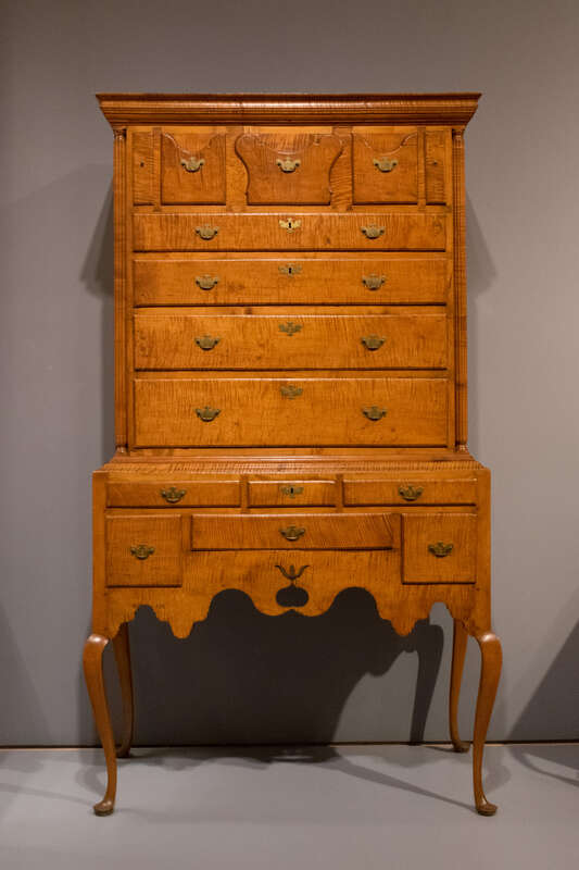 New London County, Connecticut. Maple, tiger maple, chestnut, brass. Gift of Ruth J. Nutt, 2014.24.1.