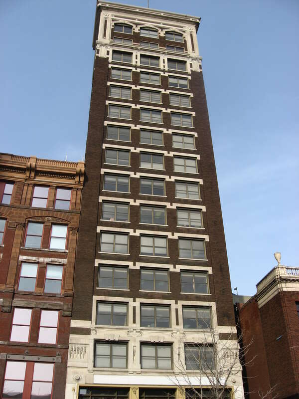 Front of the Hotel Washington, located at 32 E. Washington Street in downtown Indianapolis, Indiana, United States.  Built in 1912, it is listed on the National Register of Historic Places, and it is a part of the Register-listed Washington