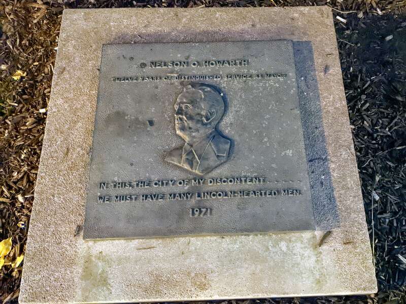 This plaque is located in Howarth Plaza (named after former mayor Nelson Howarth) in Springfield, Illinois.