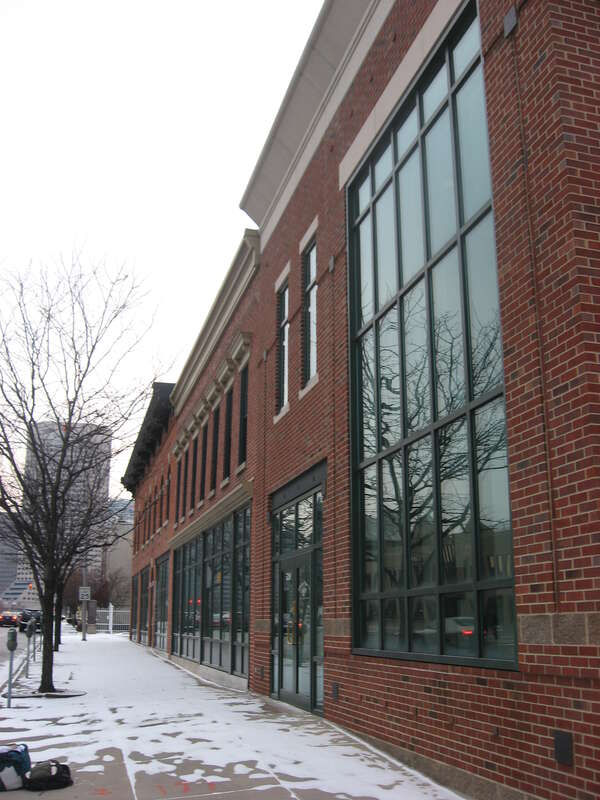 Buildings on the southern side of the 500 block of Indiana Avenue in downtown Indianapolis, Indiana, United States.  Built in 1869, the buildings in this block are part of the Indiana Avenue Historic District, a historic district that is listed on