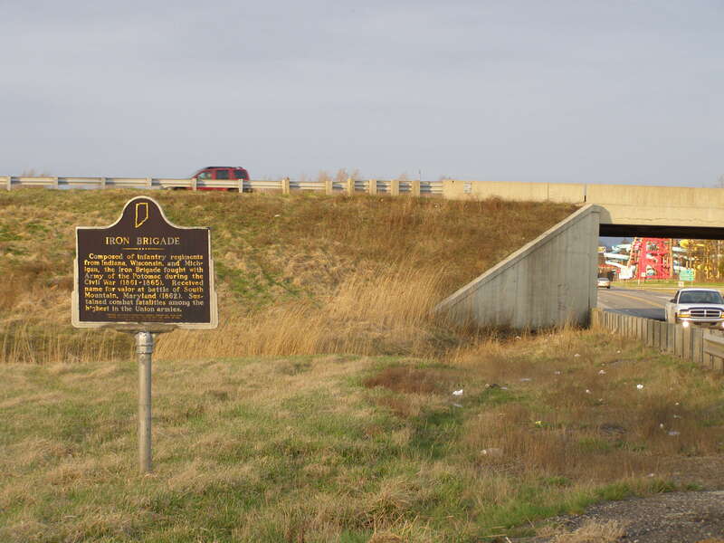 Iron Brigade Historic marker on the Dunes Relief Road (U.S. 20) in Chesterton, Indiana.