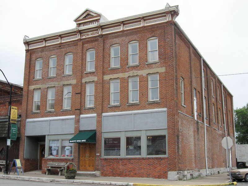 The McHaffey Opera House in Eldon, Iowa, listed on the National Register of Historic Places.