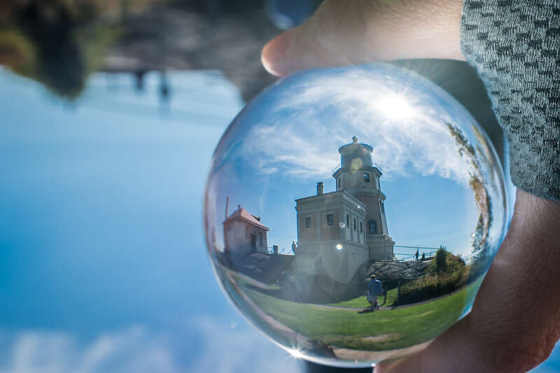 Split Rock Lighthouse through a crystal ball