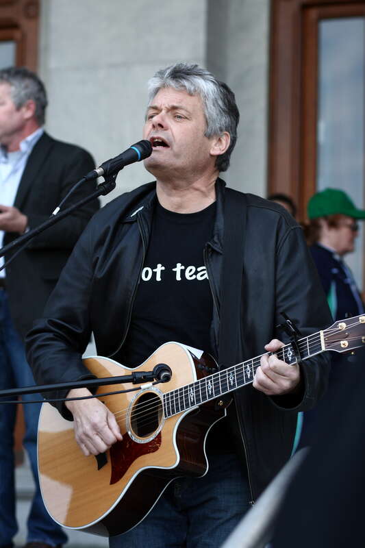 Tea Party protest at the Connecticut State Capitol in Hartford, Connecticut.  The protest was scheduled for noon until 2pm local time; the timestamp of the photo is Coordinated Universal Time (UTC).  Organizers reported that the police estimate of