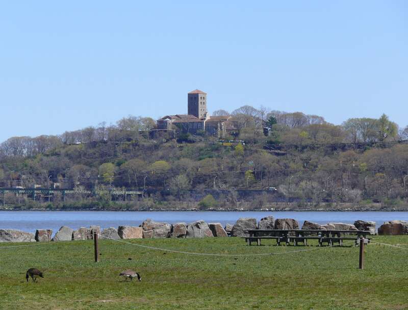 The Cloisters as seen from Ross Dock Pïcnic Area in Palisades Park, Fort Lee, NJ.
