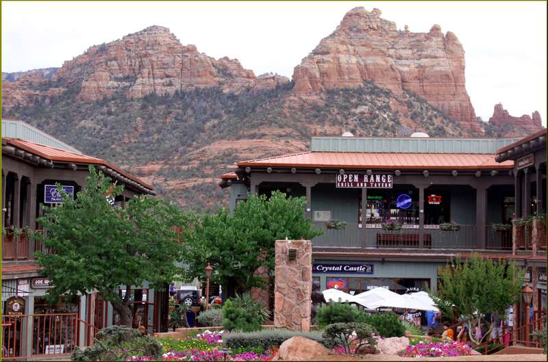 (1 in a multiple pictures set)
This is one of the many shopping plazas which are built back off the main streeet in Sedona.