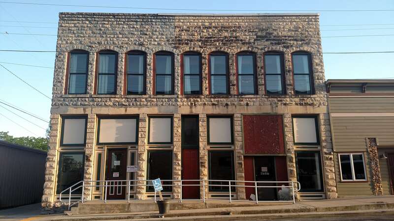 Historic stone structure in downtown Yellville