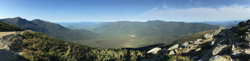 Panorama north and east from the Mount Washington Auto Road at about mile 5.1 (about 4740 feet above sea level) in Thompson and Meserve's Purchase Township, Coos County, New Hampshire