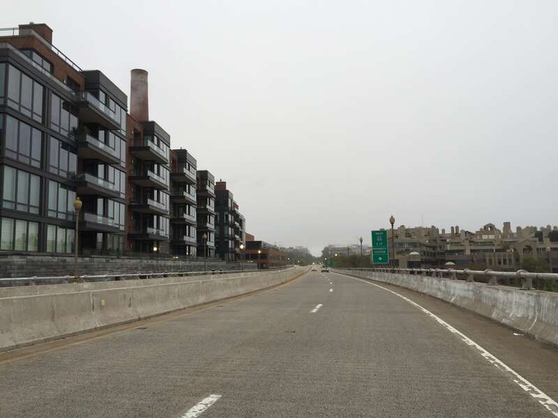 View north along U.S. Route 29 (east along the Whitehurst Freeway) at Wisconsin Avenue NW in Washington, D.C.
