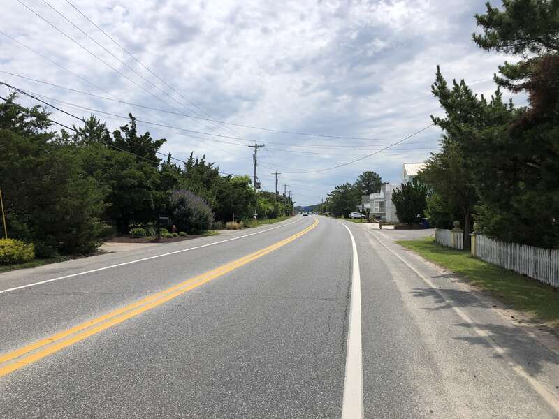 View east along U.S. Route 9 Business (Cape Henlopen Drive) at Alaska Avenue in Lewes, Sussex County, Delaware