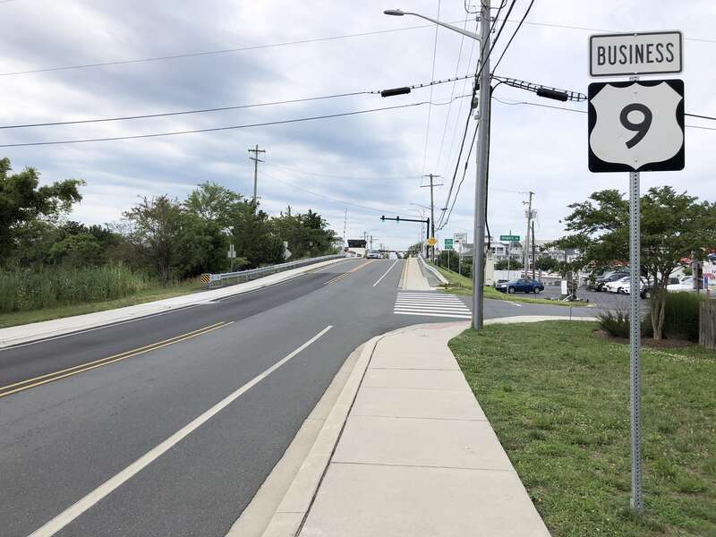 View west along U.S. Route 9 Business (East Savannah Road) at Anglers Road in Lewes, Sussex County, Delaware