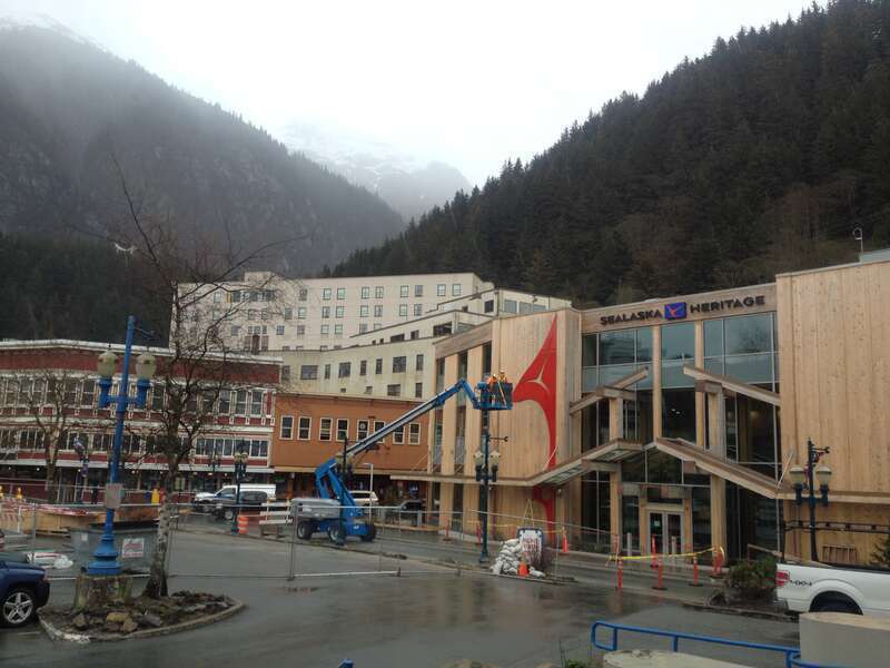 Finishing touches to the Walter Soboleff Building, on Front and Seward St, Juneau Downtown Historic District, Southeast Alaska.