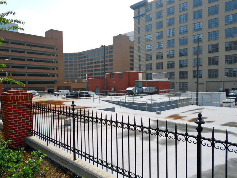 Site of Turner-White Casket Company on the NRHP in Baltimore, now a parking lot.