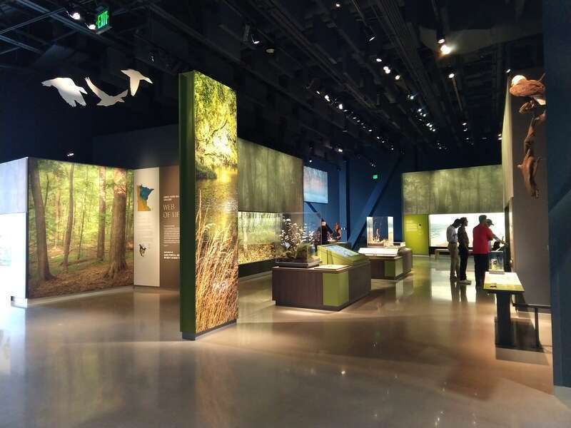 Exhibits and building at the newly opened Bell Museum of Natural History, Falcon Heights, Minnesota, on the University of Minnesota St. Paul campus.