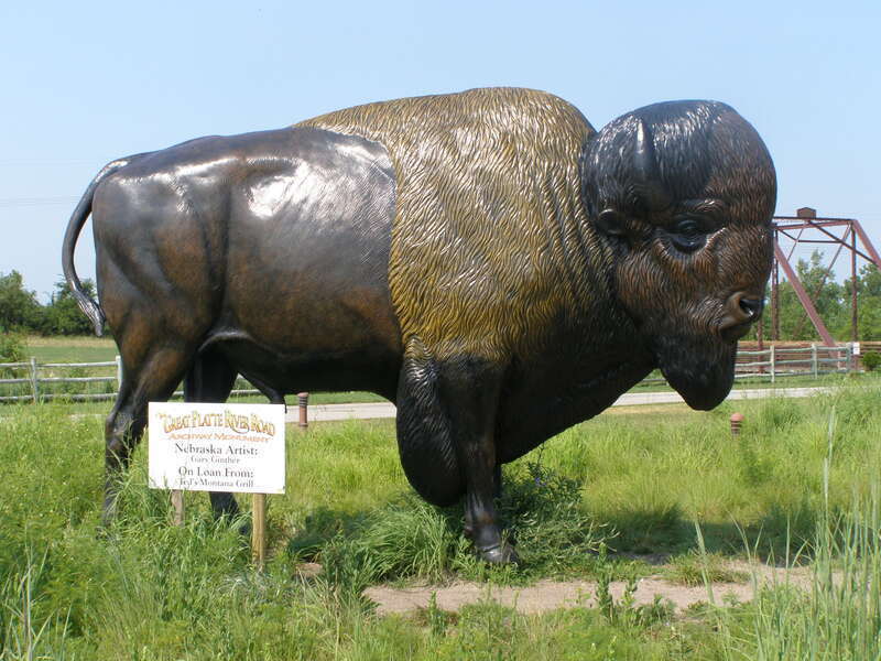 Buffalo Statue at the Great Platte River Road Archway Monument in Kearney, Neb.
