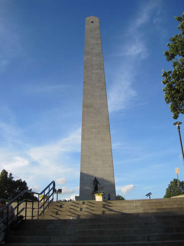 The Bunker Hill Monument in Boston, a national landmark (1842). It was built to honor the victims of the Battle of Bunker Hill (June 17, 1775). The battle itself was a loss for the Americans, resulting in the capture of Charlestown by the British,