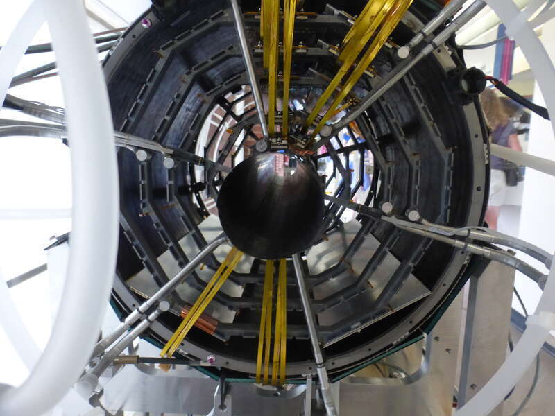Collider Detector at Fermilab (CDF) silicon vertex detector. It was part of the Tevatron, now on display at Lederman Science Center.