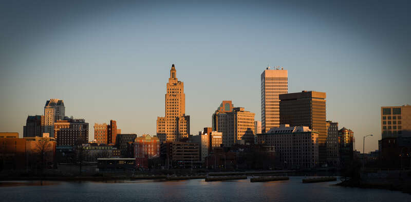 It was a freezing morning and I was caught between taking an image of downtown, India Point or the power station. In the end, decided to try for the downtown skyline as the sun rose behind me.