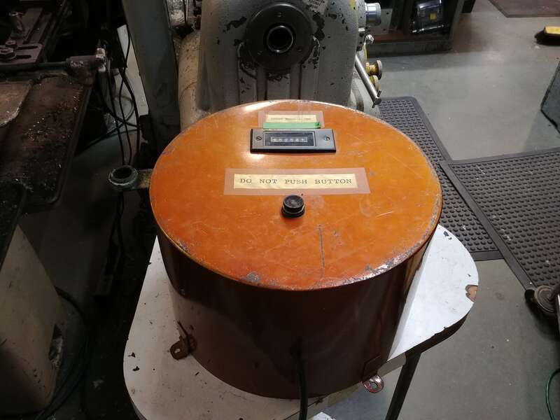 A 'do not push' button at the Exploratorium, with a counter showing how many people have pushed it.