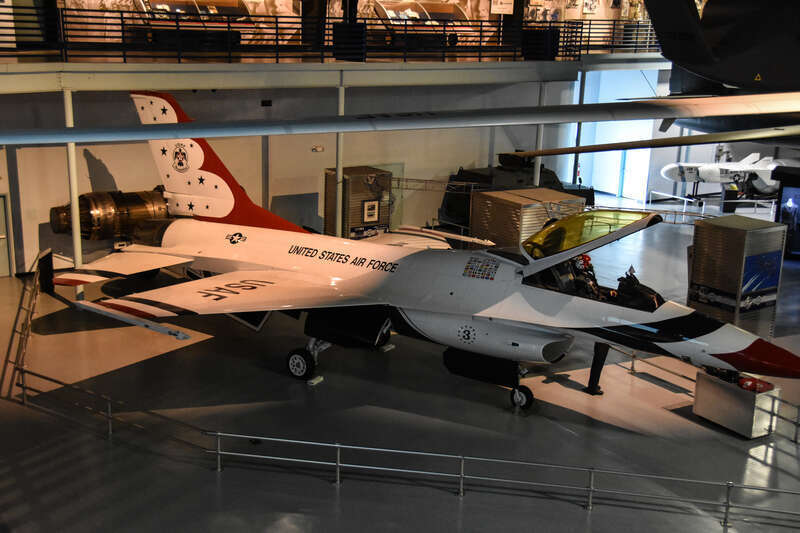 From the museum website:
BY GENERAL DYNAMICS
The F-16 evolved from a 1972 USAF Lightweight Fighter prototype program which sought a small, lightweight, low cost, air superiority day fighter designed for high performance and ease of maintenance. It