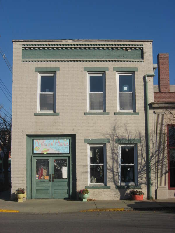 Front of the building located at 214 W. Fourth Street in downtown Bloomington, Indiana, United States.  Built in 1890, it is part of the Courthouse Square Historic District, a historic district that is listed on the National Register of Historic