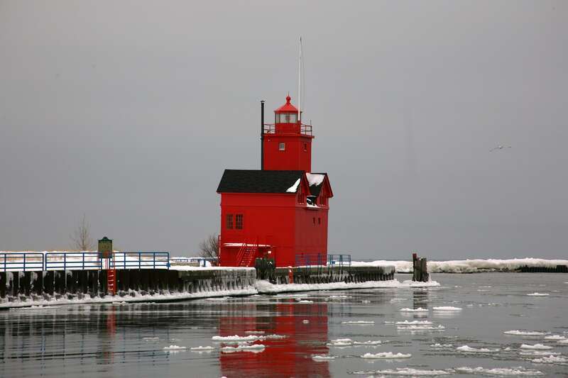 Holland Harbor Light, located near Holland, Michigan, USA.