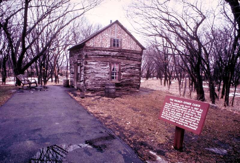 Historic Palmer-Epard-cabin in Homestead National Monument of America, Nebraska, USA. This cabin was build around 1867 on a homestead in the vicinity of the National Monument. It was acquired in 1966 and moved to its current location where it was