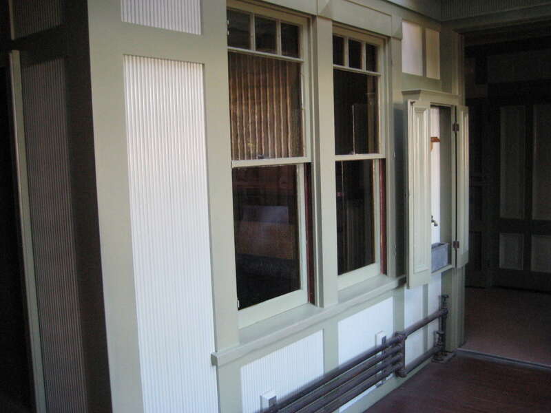 As the Winchester house was under constant construction over 38 years, what were exteriors became interiors.  Wonderful samples of architectural details here.